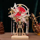 2456中式 新娘团扇送闺蜜结婚出嫁遮面扇子成品手工diy材料包