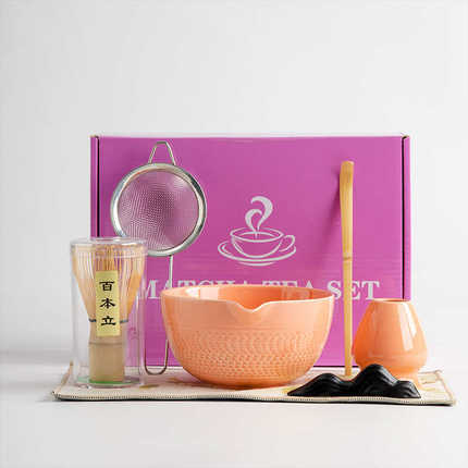 抹茶7件套茶具套装茶筅抹茶碗百本立茶筅立茶拨整套彩盒新款日式