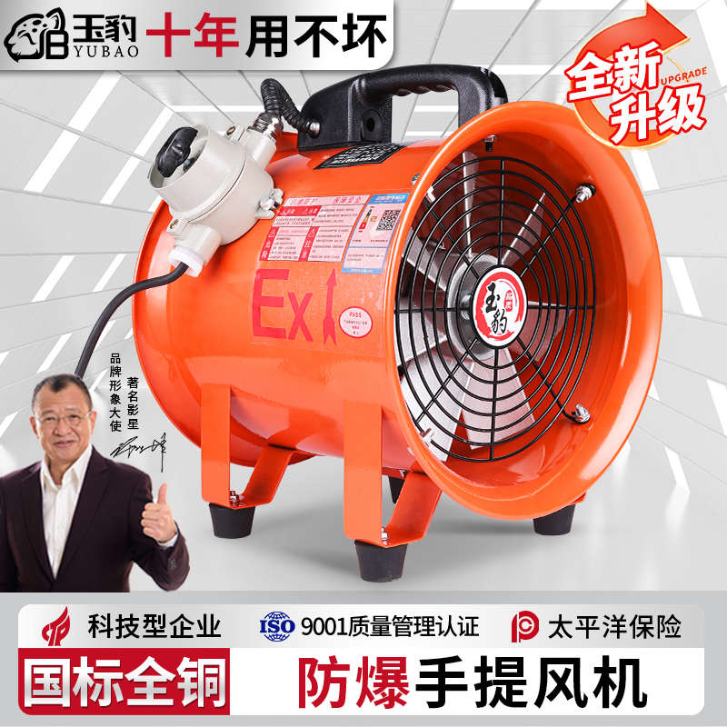 防爆手提式轴流风机220V强力移动式排风扇抽风有限空间工业通风