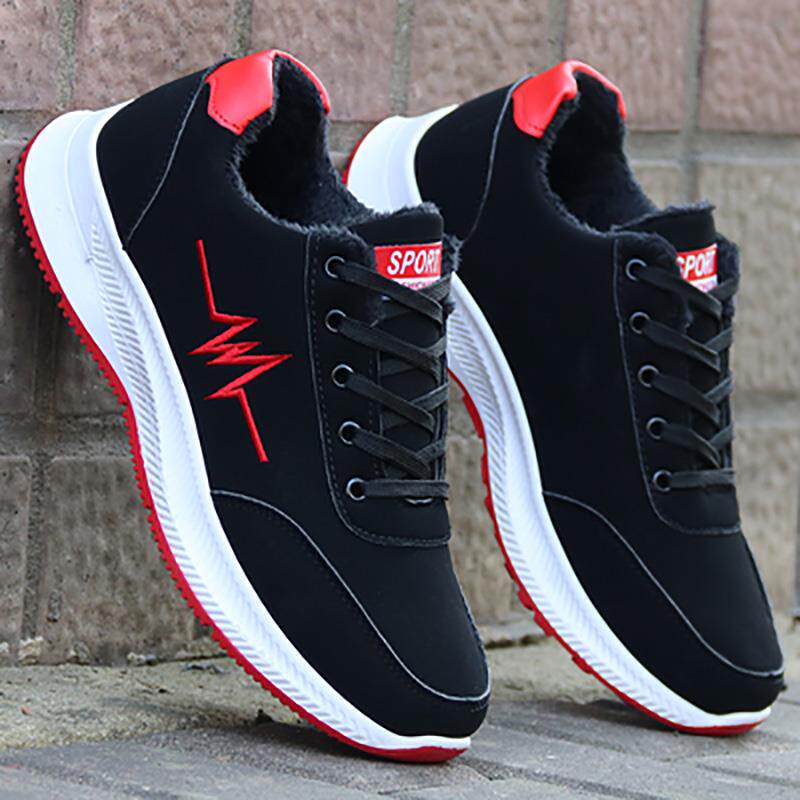 高档男鞋防水皮2面20秋季新款加绒棉鞋百搭潮0跑步鞋百搭休冬闲运