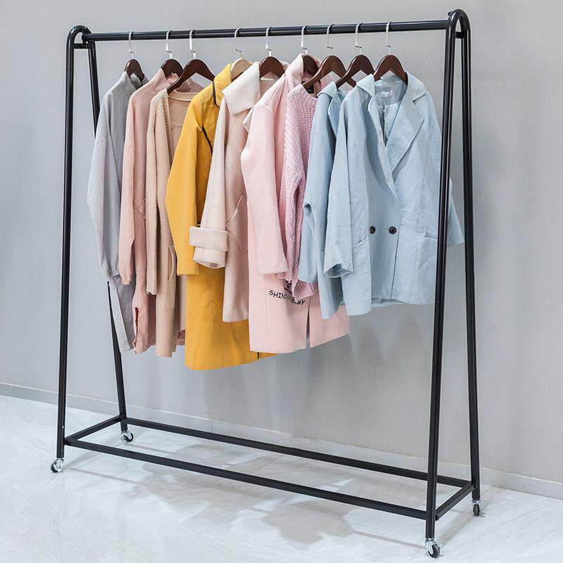 服装店展示架落地单杠挂衣架婚纱架中岛水管龙门货架可移动带轮子