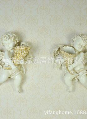 欧美乡村套二天使抱花瓶壁挂 树脂工艺品 家居装饰品