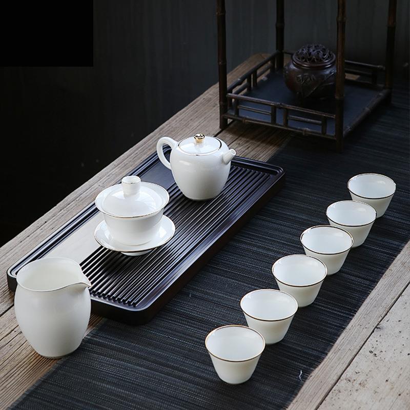 成艺厂家中国白白瓷玉瓷陶瓷茶具套装润白盖碗主人杯茶洗德化白瓷