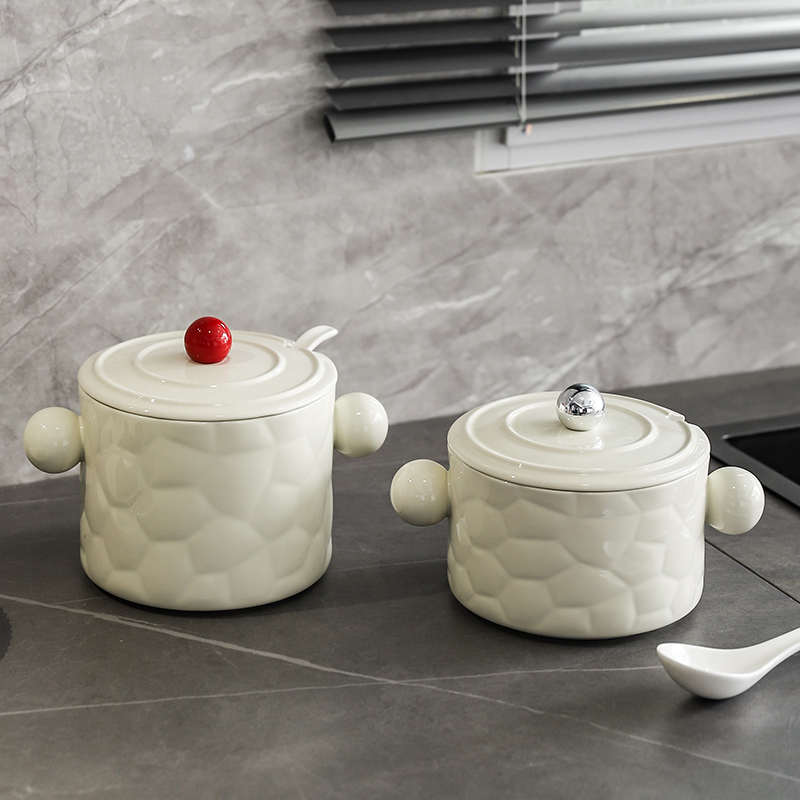 猪油罐家用耐高温陶瓷带盖带过滤网荤油罐大容量厨房辣椒油专用罐