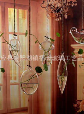 创意水培玻璃花瓶 多种规格形状悬挂式透明插花盆绿萝壁挂小鱼缸