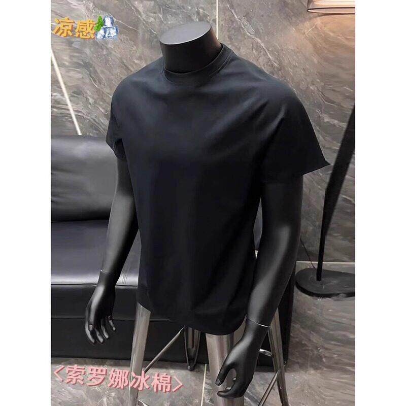 黑色短袖T恤男士2025新款夏季潮牌痞帅修身上衣健身运动休闲体恤