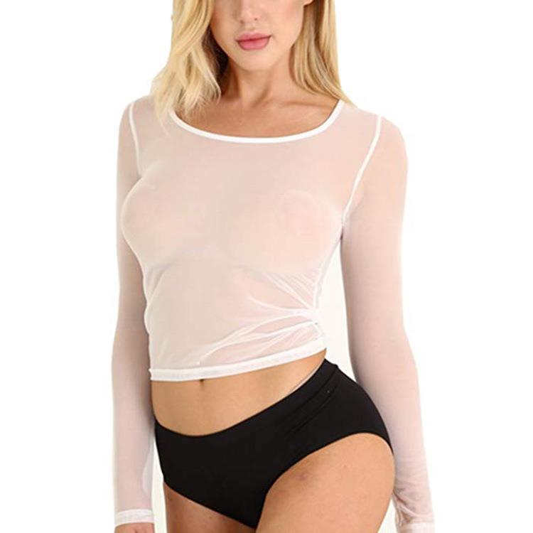 Mesh tight see-through bottoming shirt sexy underwear