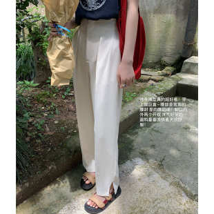 裤型jue佳！腰封设计 巨拉腿长 脚口双开衩长腿裤 背后是宽松紧哦