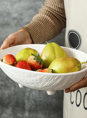 YVX黑白石纹水果盘轻奢高几档陶瓷用客厅茶果果盘高颜值家糖盘子