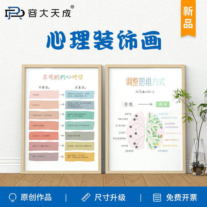 【2025】容大天成心理咨询室墙面布置实木框装饰画挂图情绪温度计