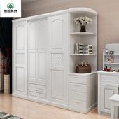 简约新中式 储物柜四门推拉可加顶大衣橱家具 实木衣柜对开双门组装