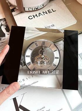 如是机械钟表K9水晶现代高奢黄铜色金属机芯厚重奢华座钟摆件礼物