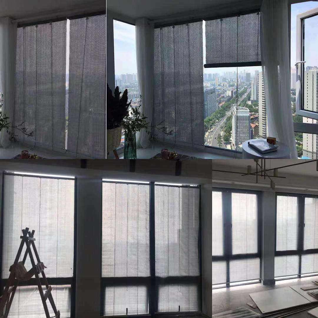 阳台免打孔半透明遮阳帘玻璃防晒隔热降温升降拉卷帘防雨防水窗帘
