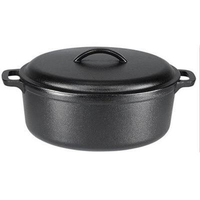 Cast Iron Dutch Oven Deep Pot Pre-Seasoned Bread Bakeware