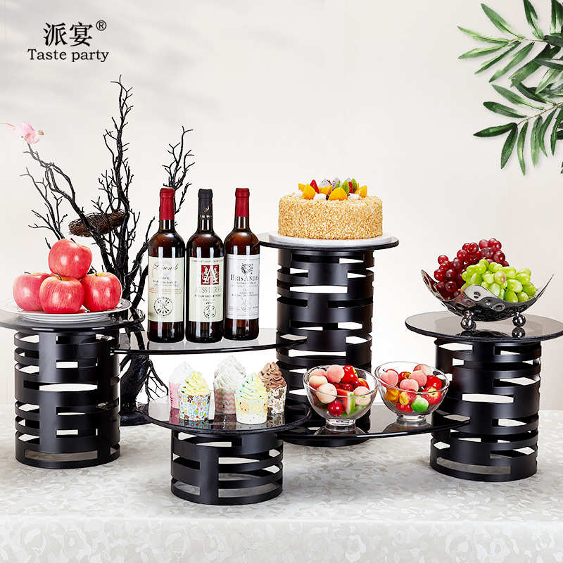 自助餐冷餐茶歇摆台酒店餐厅宴会甜品台展示架不锈钢组合甜品架