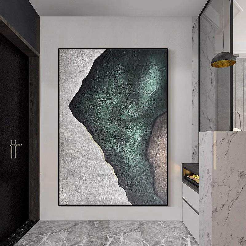 手绘油画青城山客厅装饰画轻奢风肌理画酒店别墅壁画入户玄关挂画