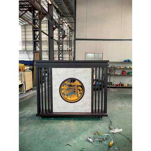 定制不锈钢庭院屏风隔断背景墙户外园林假山别墅金属深咖色影壁墙