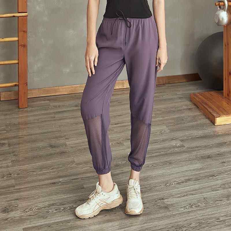 瑜珈裤夏季新款运动裤女宽松束脚健身跑步速干网纱透气高腰休闲裤