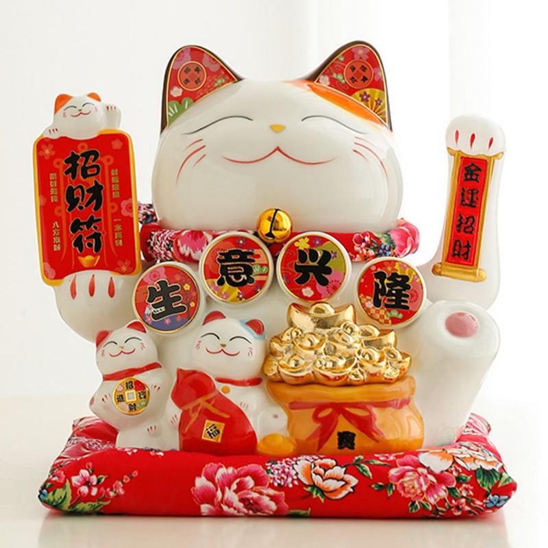 招财猫摆件开业送礼创意礼品大号陶瓷发财猫店铺招财家居电动摇手