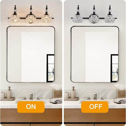 亚马逊美式3灯化妆壁灯浴室镜前水灯晶璃玻灯罩复古床头灯MD20230