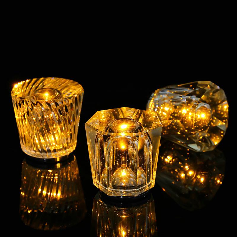 透明水晶玫瑰氛围灯台灯床头小夜灯浪漫情调led卧室感灯具发光