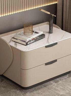 x-4546fL床头装柜现代简约轻奢新E款奶油木风实岩板床边柜实木整