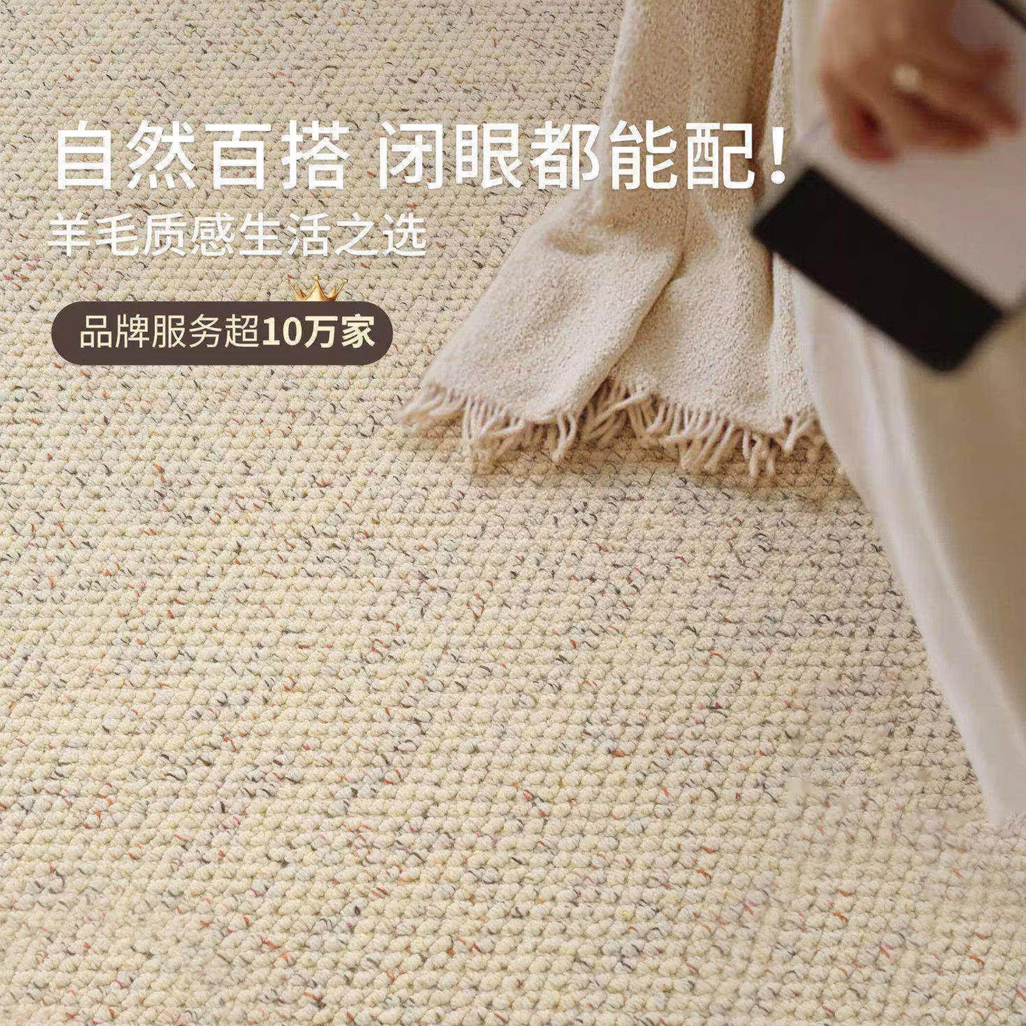 羊毛地毯客厅现代简约轻奢高级感纯色编织毯免洗可擦沙发地垫卧室