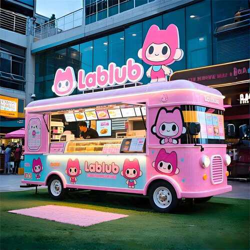 卡通labub社区便民售卖亭国潮移动餐车商铺景区网红爆款餐车