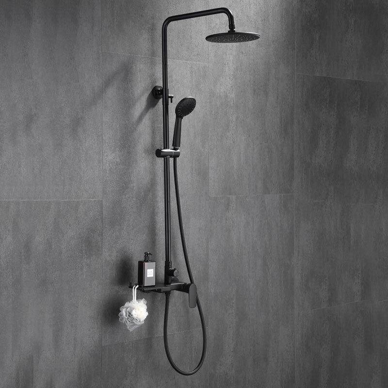 直销新款欧式全铜黑色明装淋浴挂墙式简约浴室卫生间淋雨花洒套装
