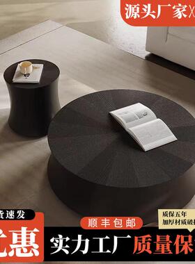 现代简约家用圆形茶几，简约设计小户型黑色茶几。