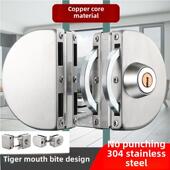 玻璃门锁双门单门无孔玻璃锁地板锁店铺滑动双门锁门闩无框锁