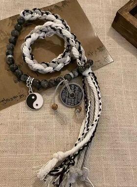 太极花钱手链编织小众设计手链