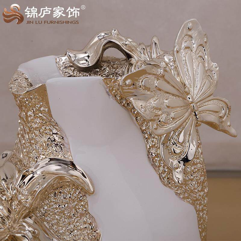 树脂花瓶摆件欧式客厅电视柜家居软装饰品艺术仿真插花轻奢现代