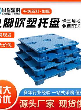 厂家直销塑料吹塑九脚托盘冷库1210塑胶卡板吹塑单面塑料防潮垫板