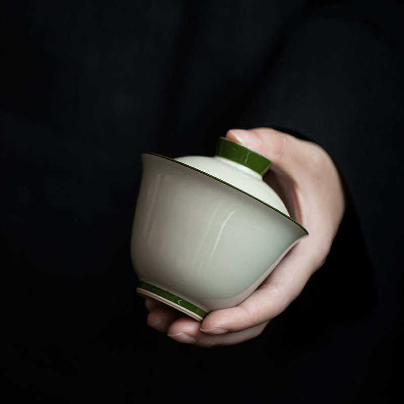 墨己 素雅草木灰盖碗 陶瓷功夫茶具主泡茶碗 苍青边家用耐看泡碗
