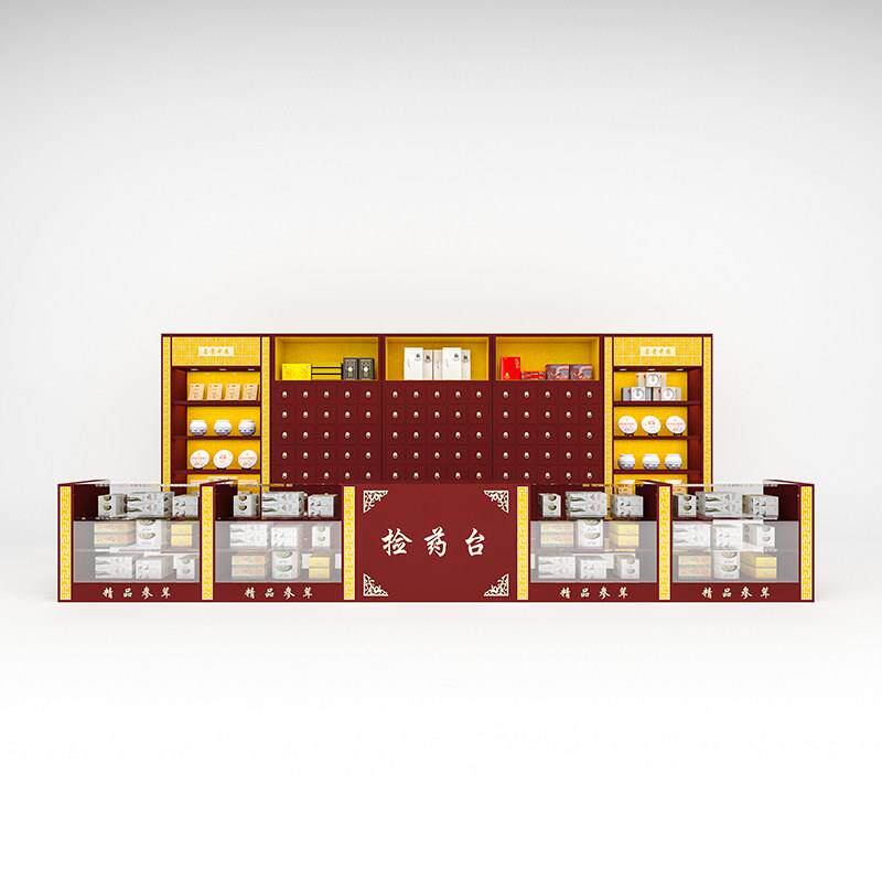中药展示柜虫草燕窝展示柜药材保健品滋补品药房诊所前柜中岛货架