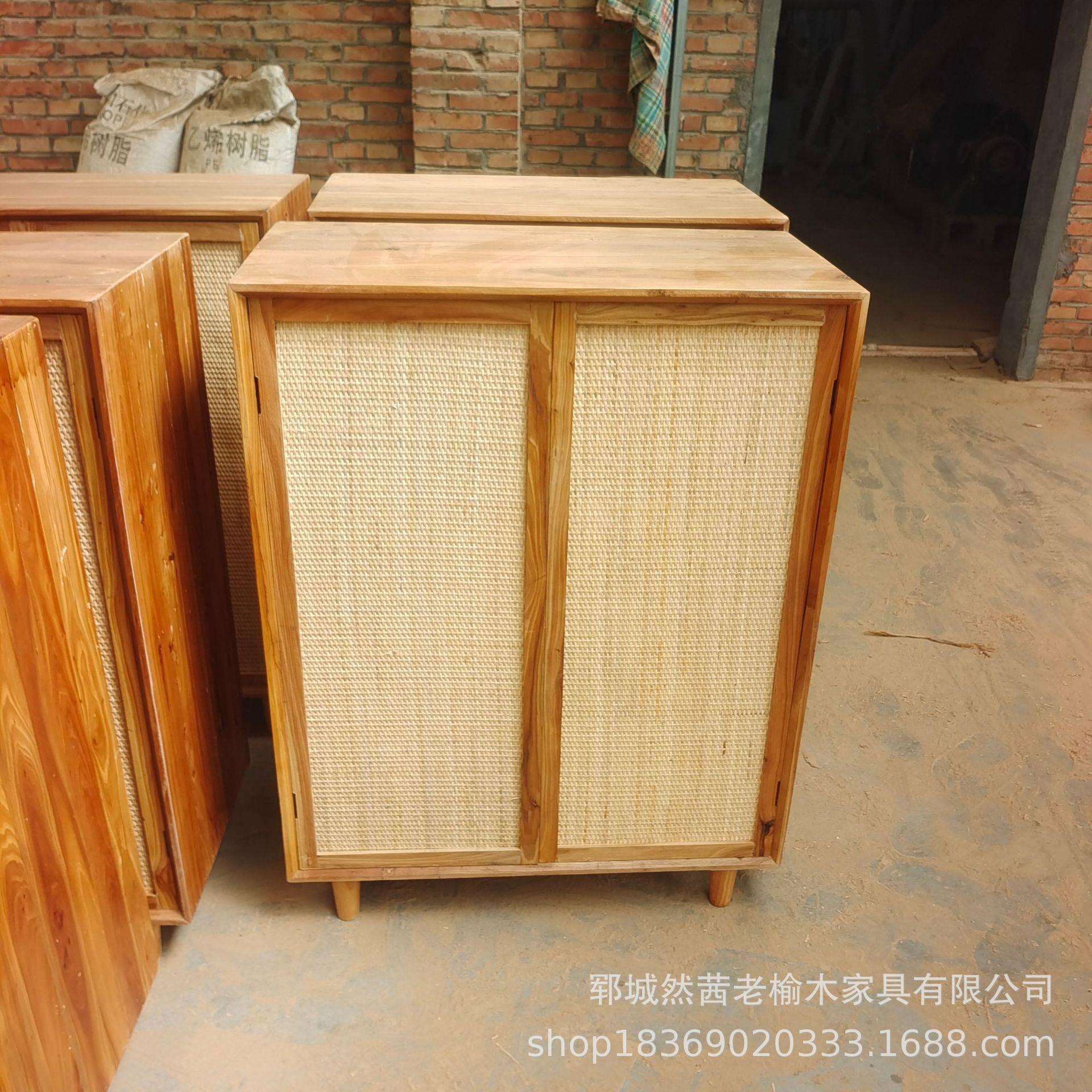 新中式老榆木餐边柜小户型靠墙客厅茶水柜实木烧水柜茶水边柜
