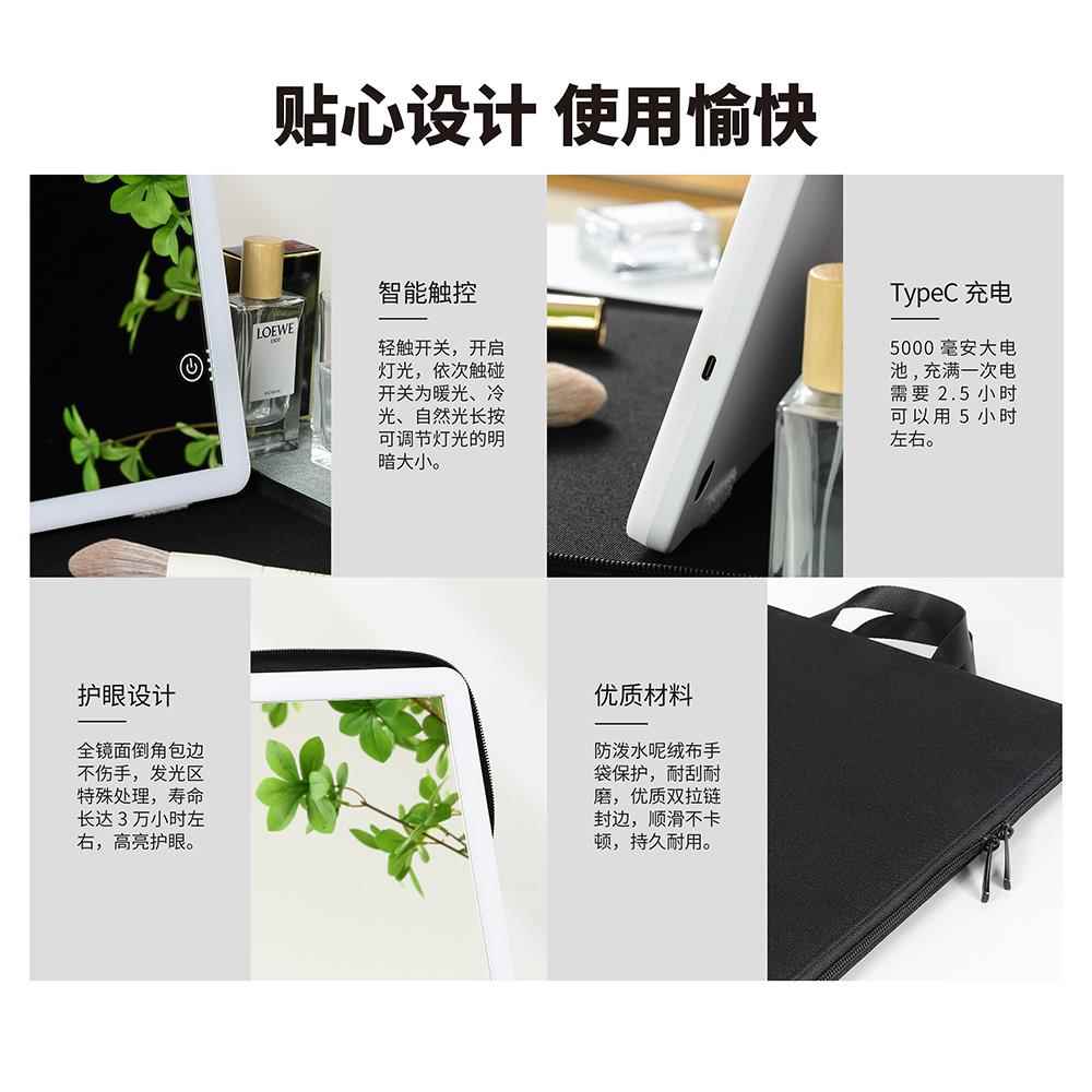 手提d化妆镜带灯折叠e753充化妆师跟妆l大号补光电镜子