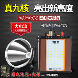 48锂电头灯霸王12V白黄蓝强光九核P90夜钓鱼灯头戴式山拓疝气探照