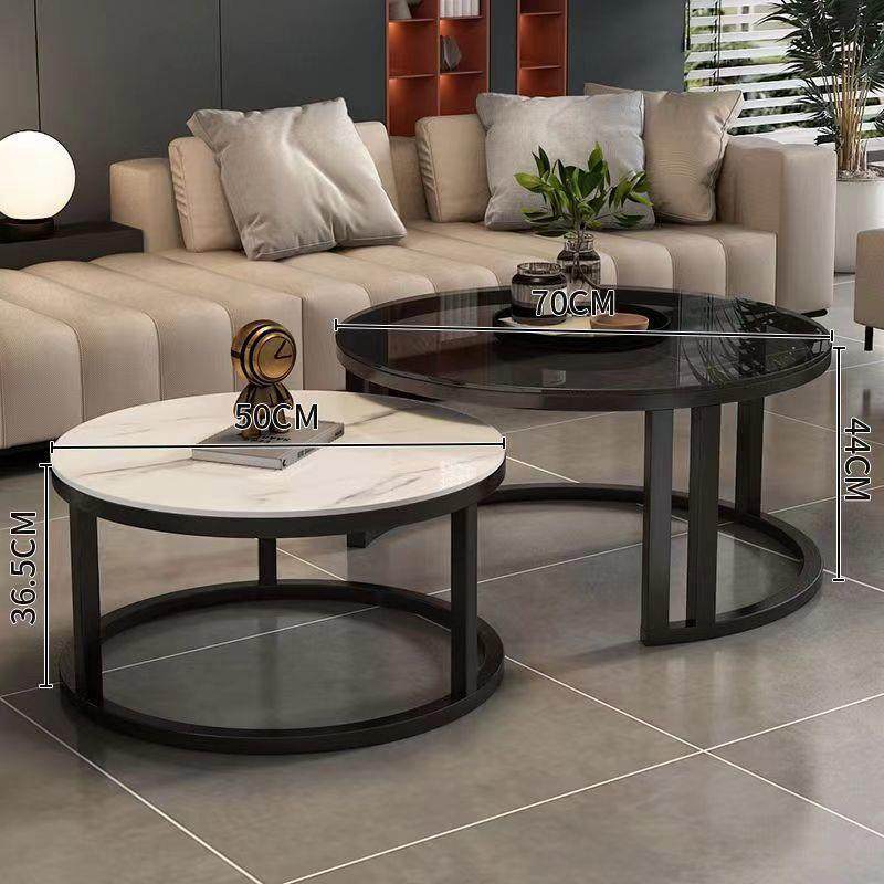 岩板茶几客家用小户租SCK型现代简约圆形玻璃出房厅025新款极2简