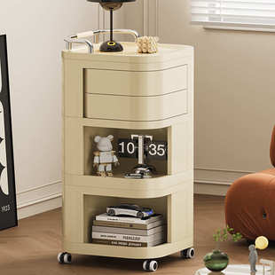 移动家用零食柜置桌下颜架几旋转式可落地小推车物边值客厅收纳高