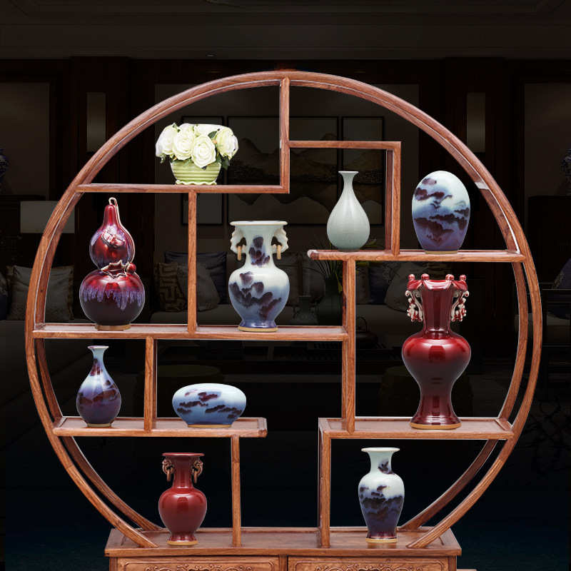 景德镇陶瓷花瓶摆件插花创意仿古钧瓷瓷器瓷瓶中式家居客厅装饰品