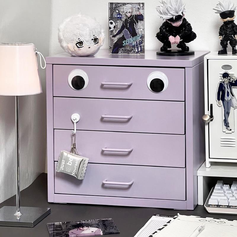 铁艺桌面收纳盒抽屉式办公室文件多层置物架桌上铁皮储物收纳柜子