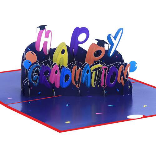 厂家供应彩印毕业季立体贺卡Happy Graduation毕业快乐跨境3D卡片