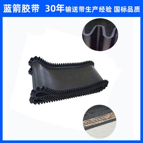河北蓝箭供应1000裙边输送带 黑色橡胶波状挡边输送带