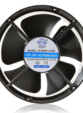 嘉力丰02060圆形框耐高温铝LIE散热风扇AC2风20V电桩机箱电柜轴流