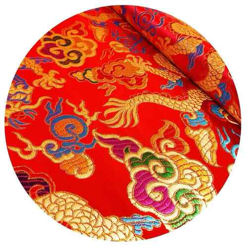 新款直销高档75cm云锦织锦缎面料中国风礼服龙纹花古装汉服旗袍布