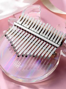 高档鲁儒拇指琴卡林巴琴初b学者人透明成水k晶alim17音手指琴女生