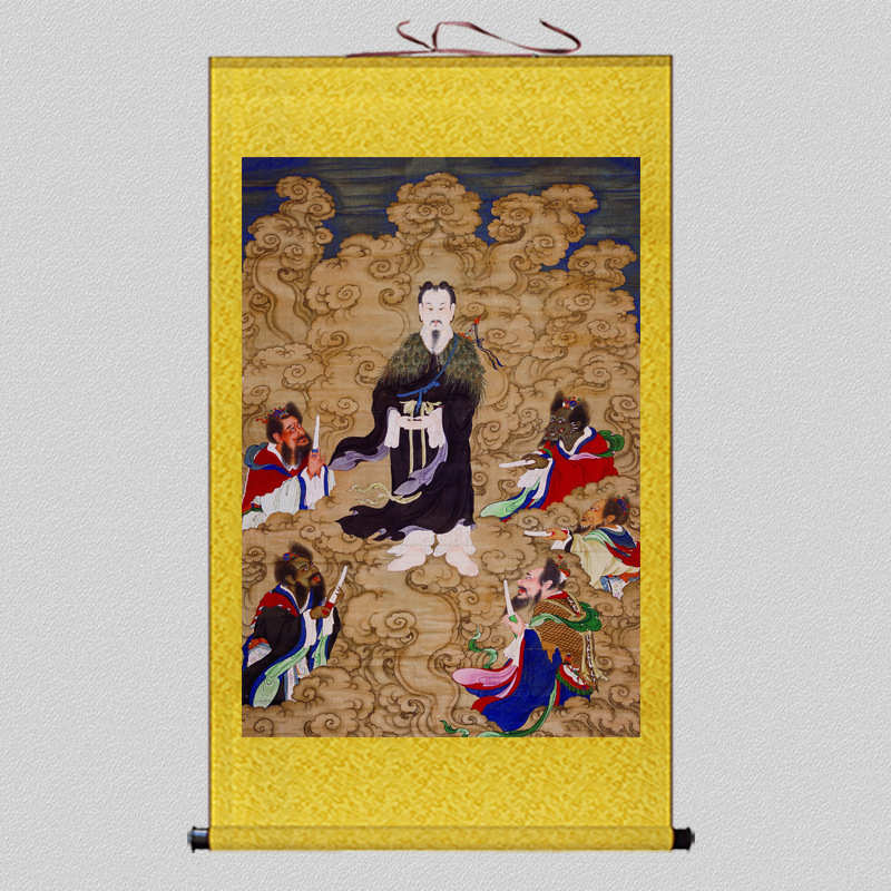 五龙捧圣真武大帝画像挂画玄天上帝神像玄关客厅绢布卷轴画五龙王