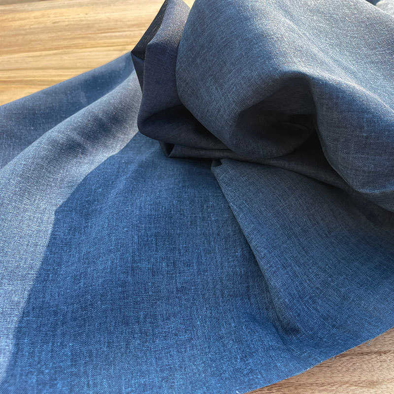21*21亚麻布 现货藏青亚麻面料 轻薄透气服装布料